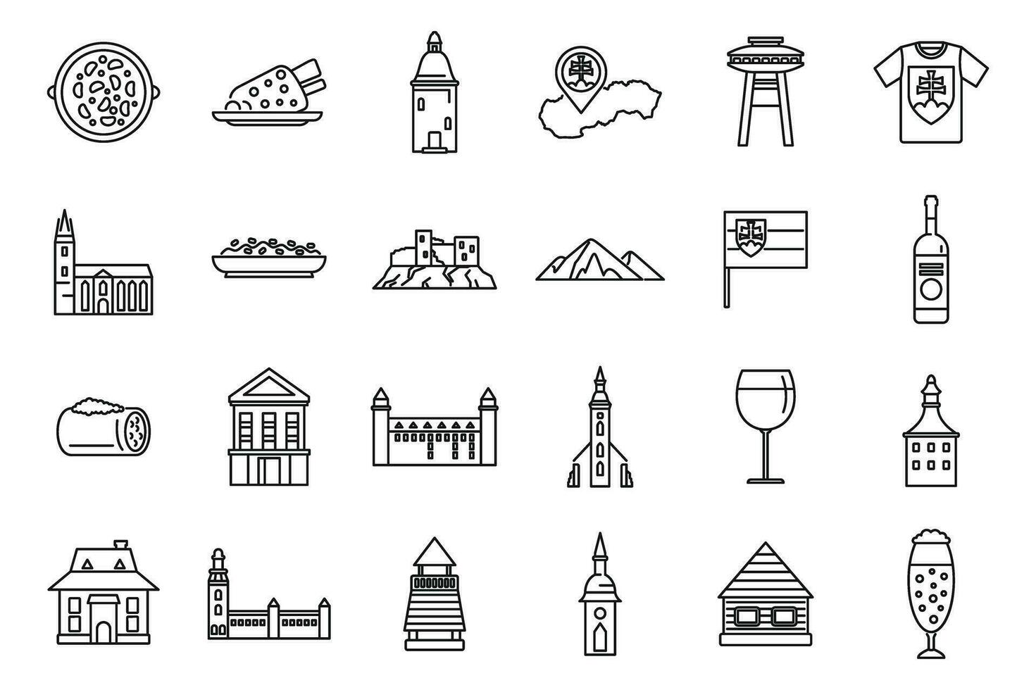 Slovakia icons set outline vector. City culture vector