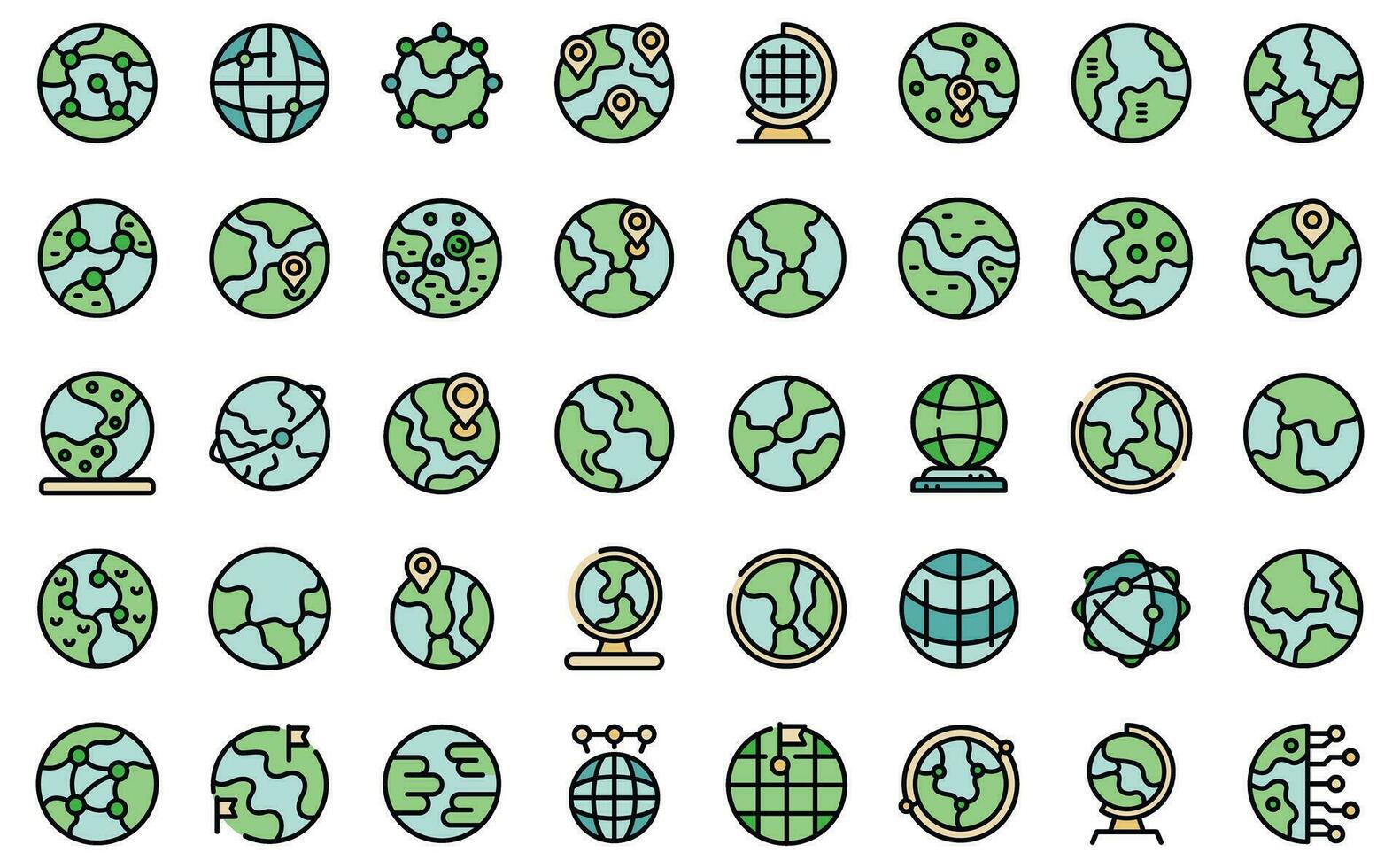 Globe icons set vector flat