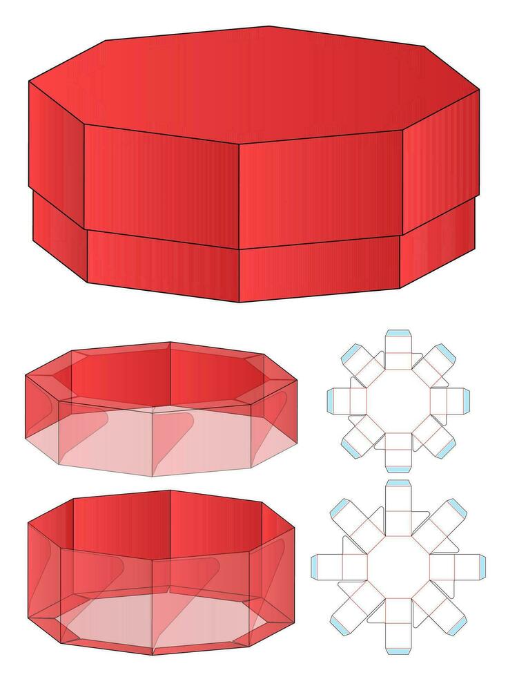 Box packaging die cut template design. 3d mock-up vector