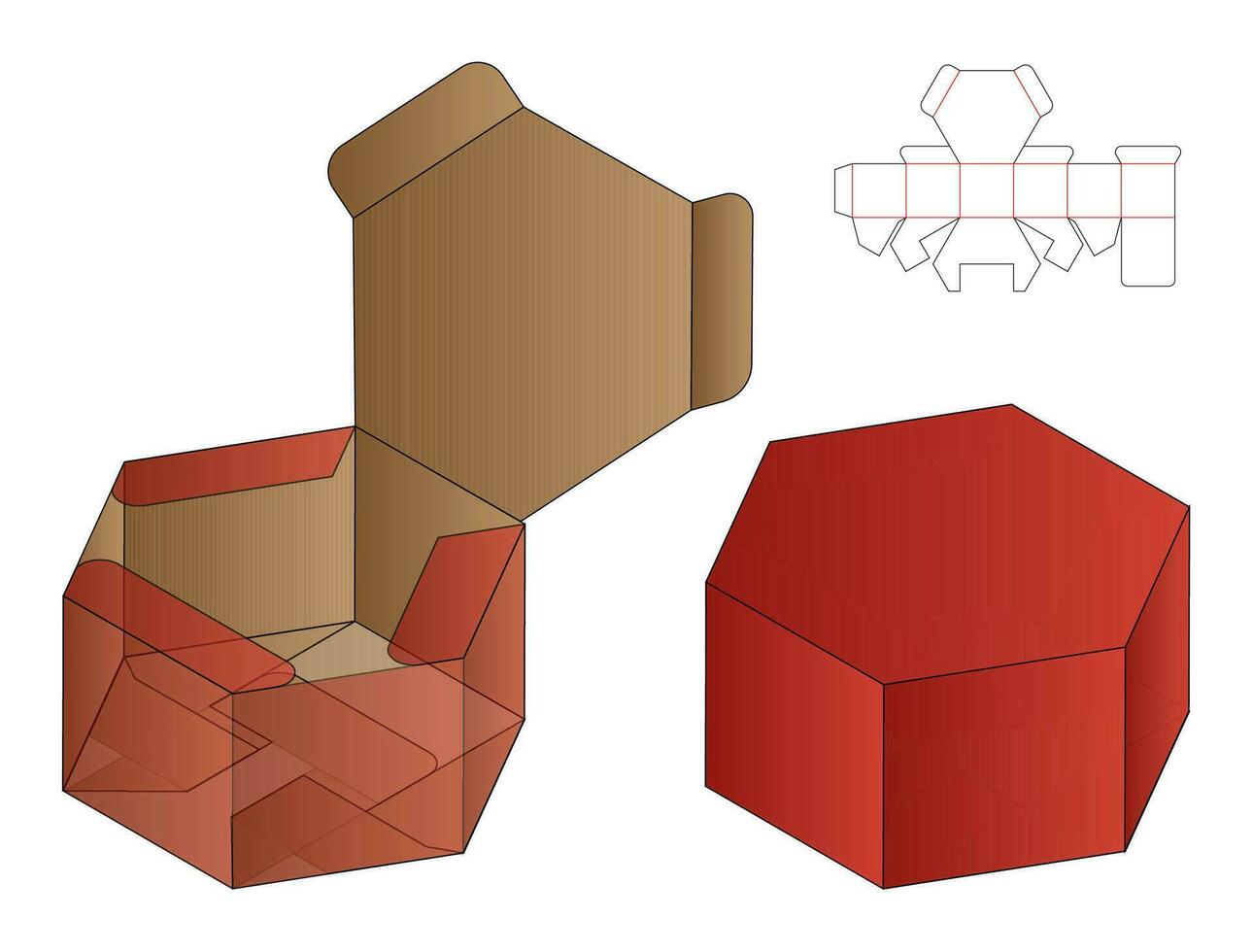 diseño de plantilla troquelada de embalaje de caja. Maqueta 3d vector