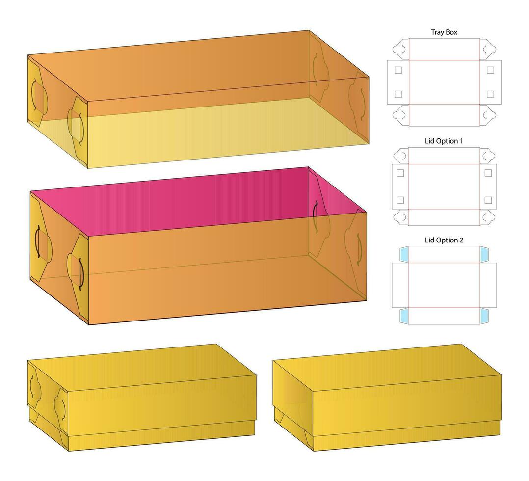 Box packaging die cut template design. 3d mock-up vector