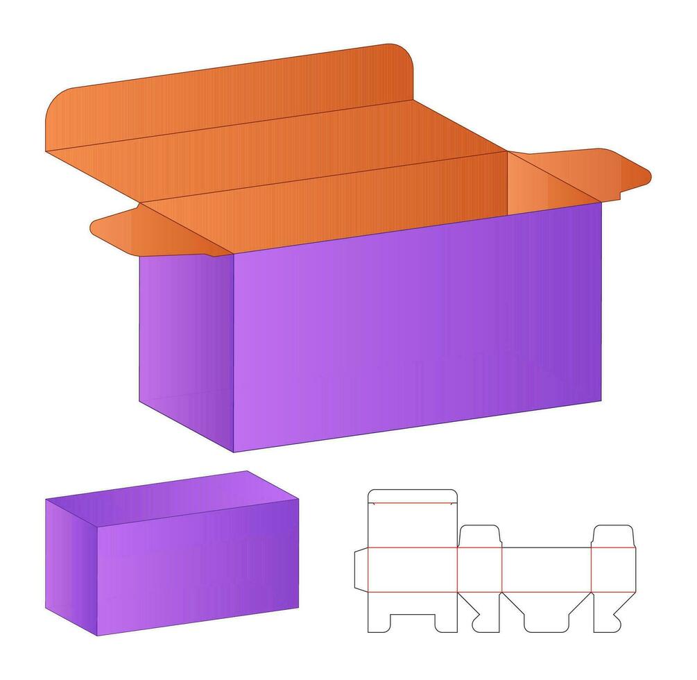 diseño de plantilla troquelada de embalaje de caja. Maqueta 3d vector