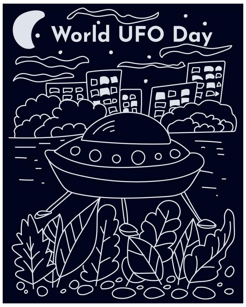 World UFO Day, idea for a vertical poster, banner, flyer on a space theme vector