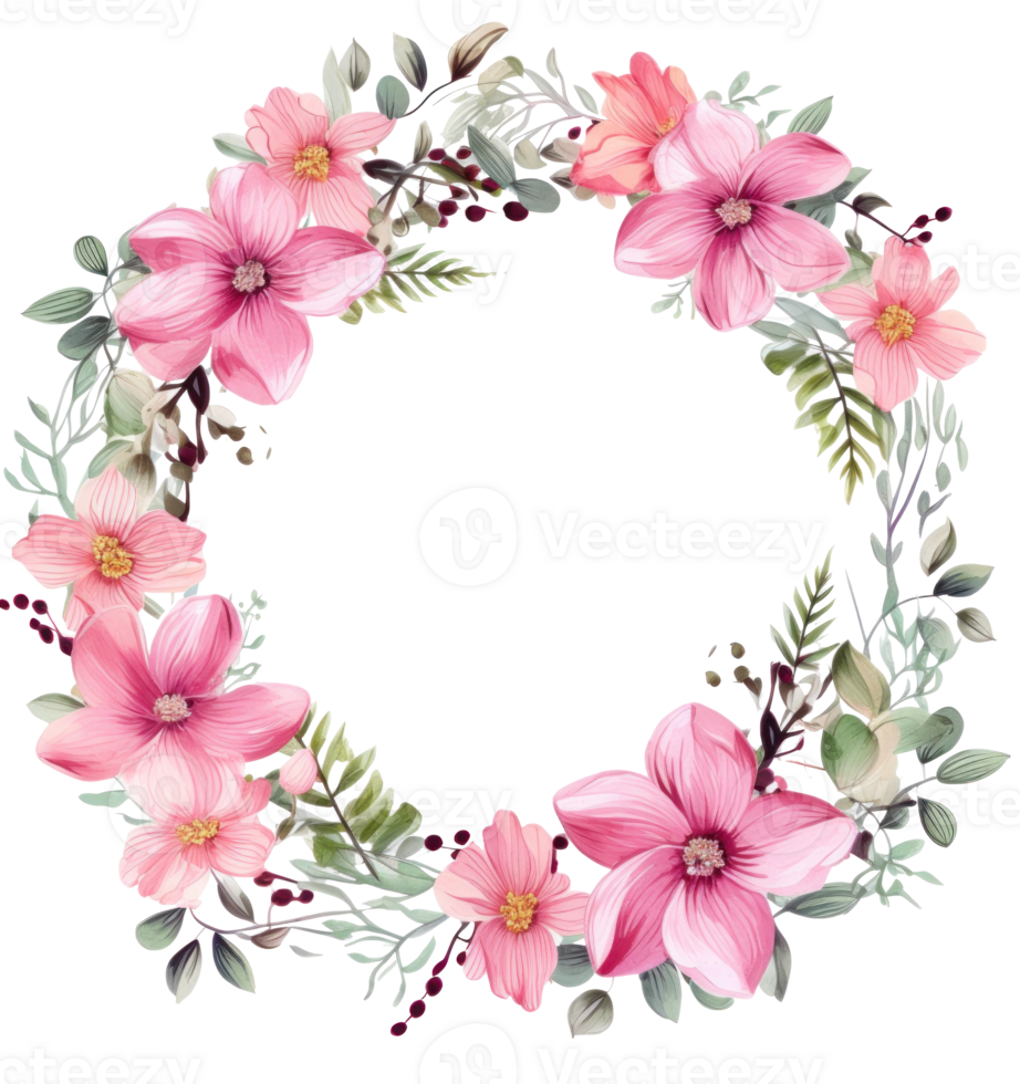 Watercolor floral wreath isolated png