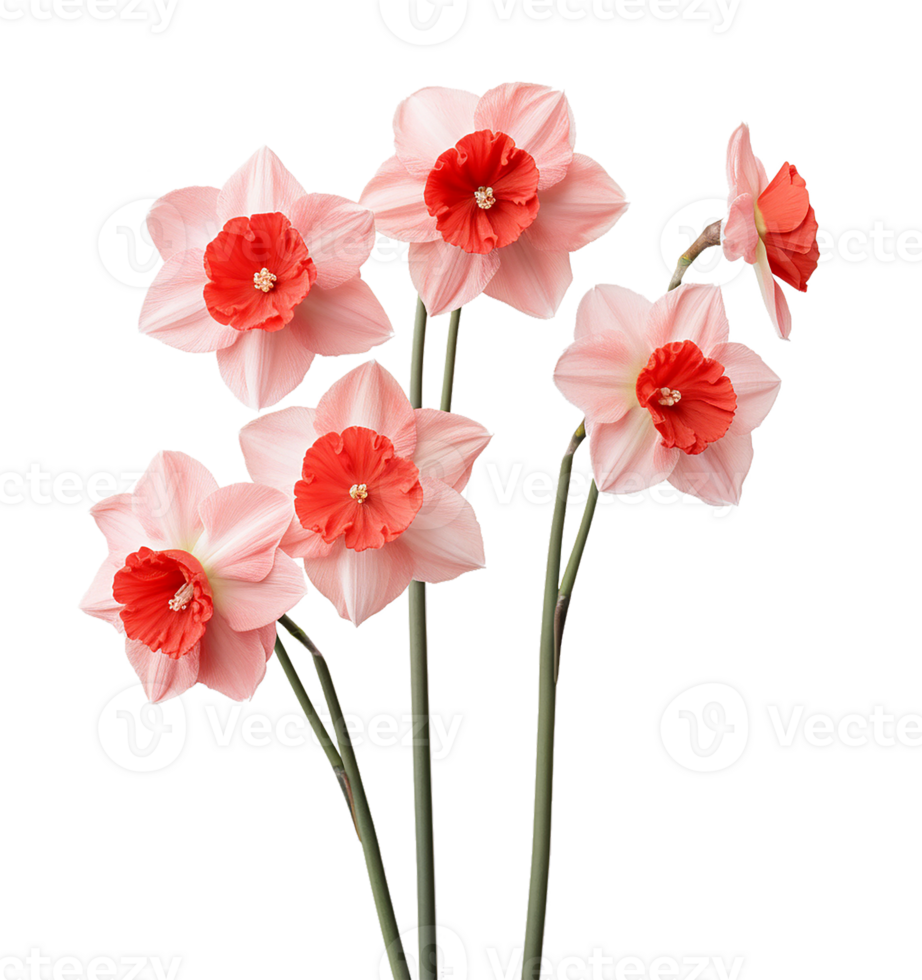 Pink daffodils flowers isolated png