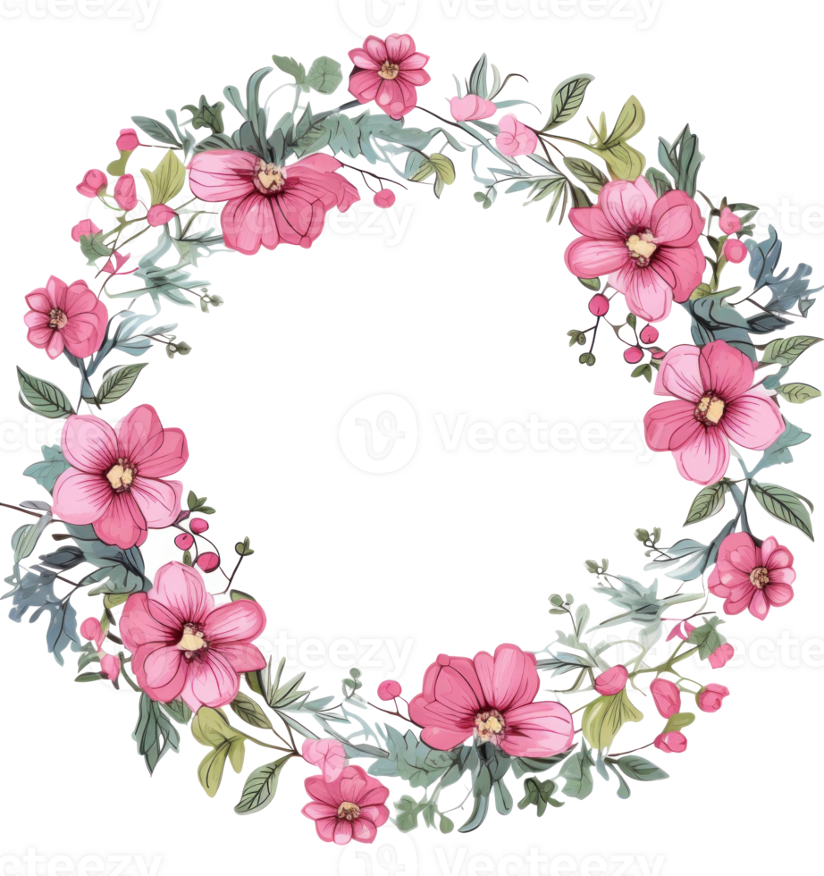 Watercolor floral wreath isolated png