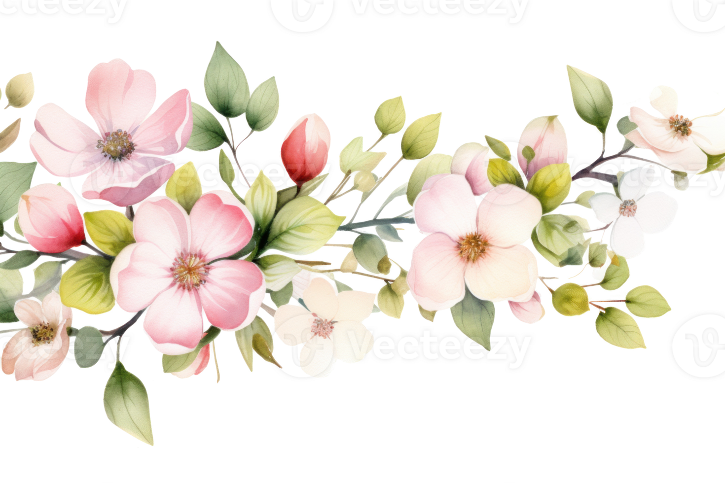 Watercolor floral border png