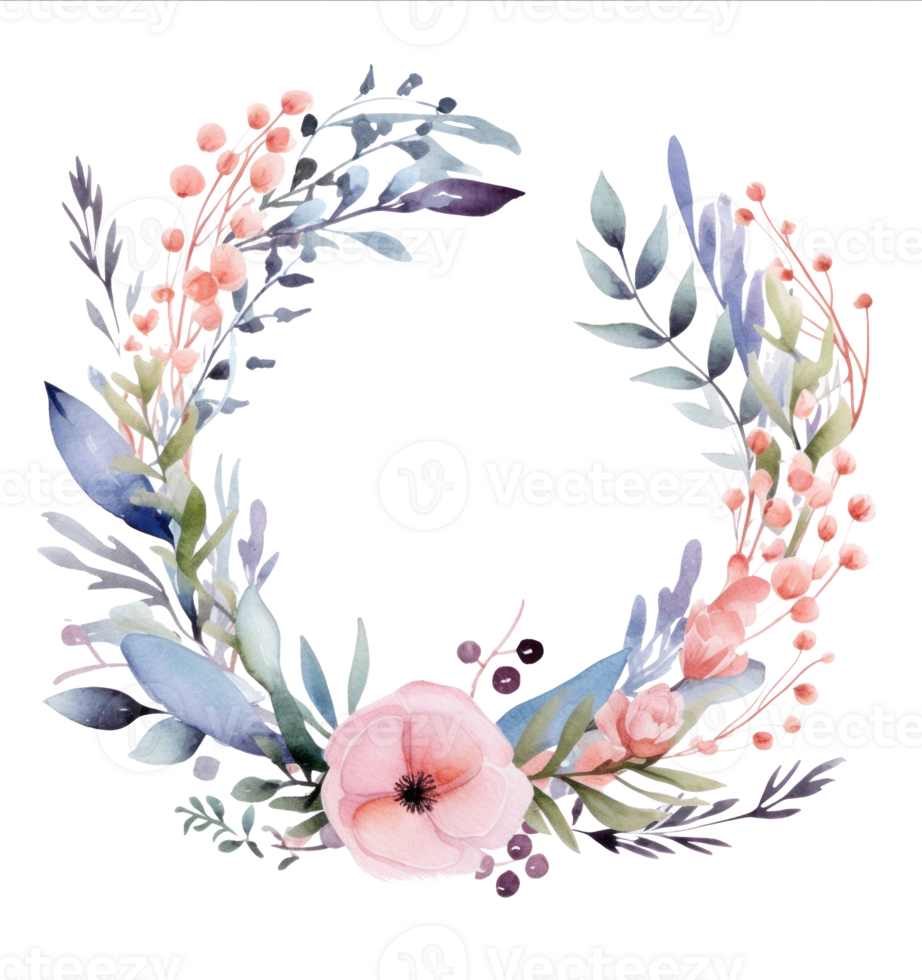 Watercolor floral wreath isolated png