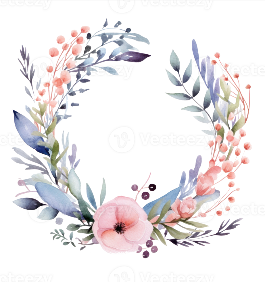 Aquarell Blumen- Kranz isoliert png