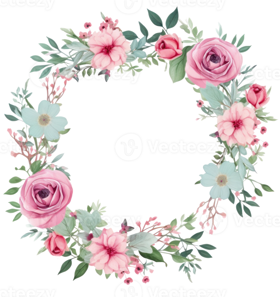 Watercolor floral wreath isolated png