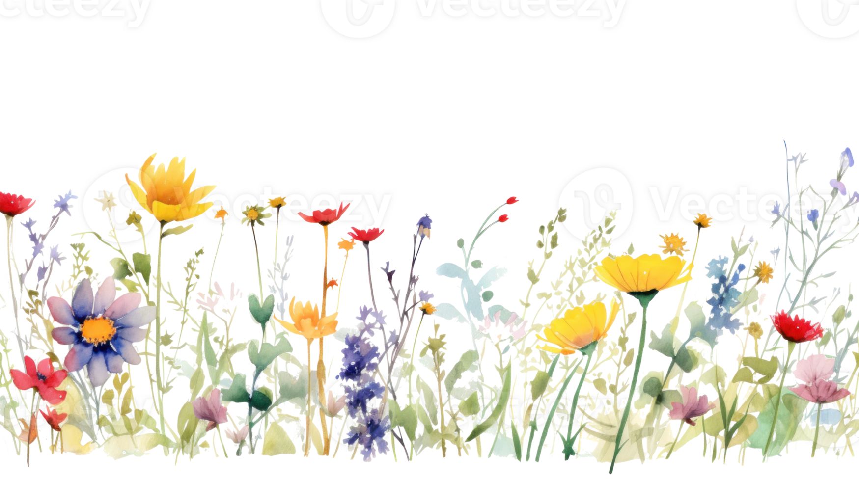 Watercolor floral border png