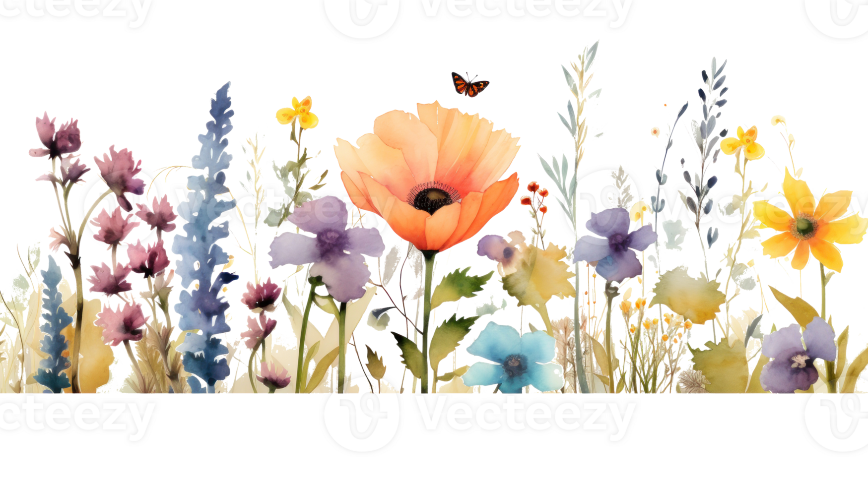 Watercolor floral border png