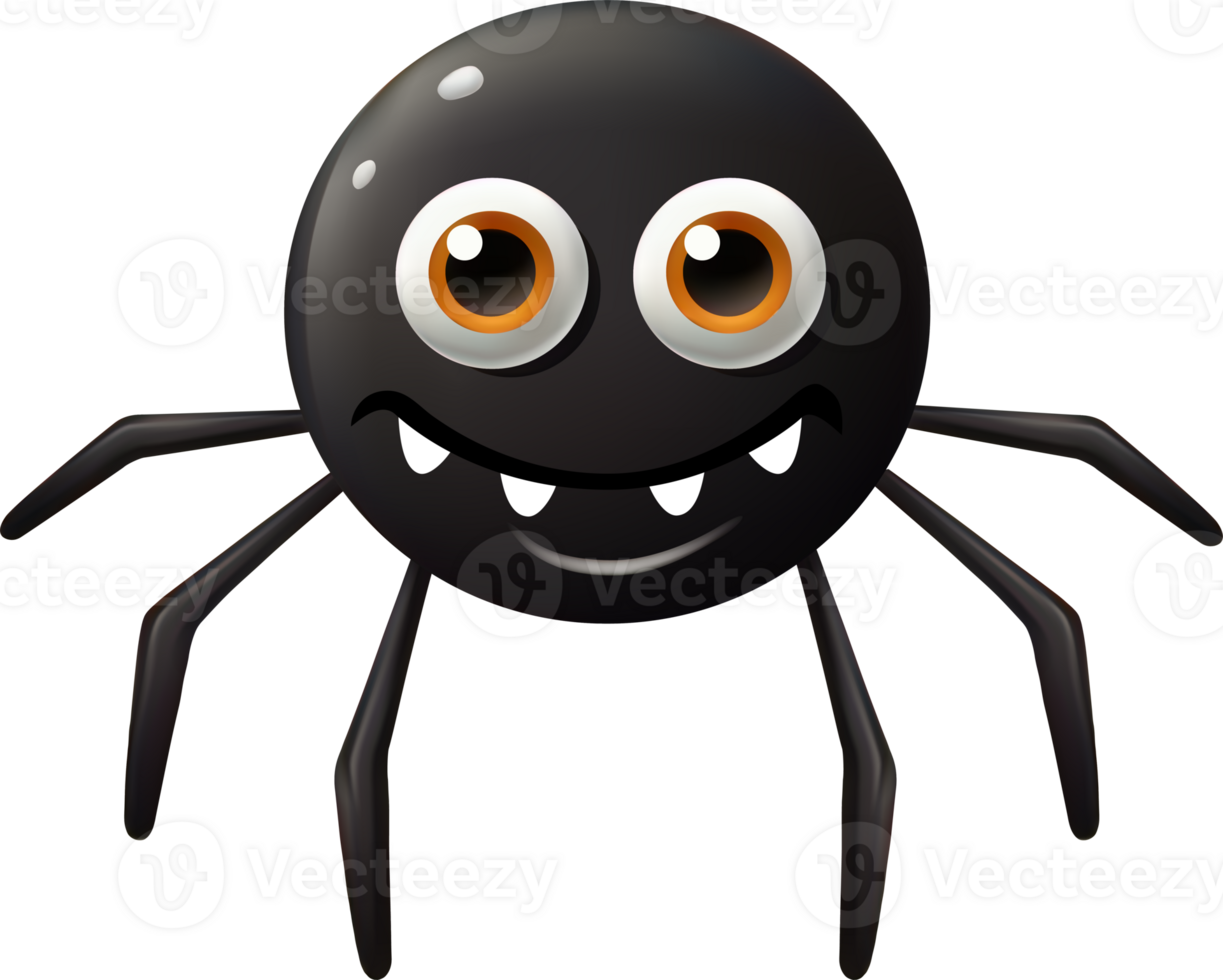 Cute 3D Cartoon Spider. Vector Illustration png