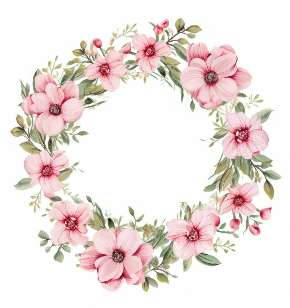 Watercolor floral wreath isolated photo