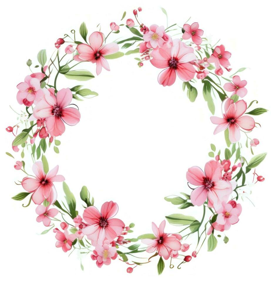 Watercolor floral wreath isolated photo