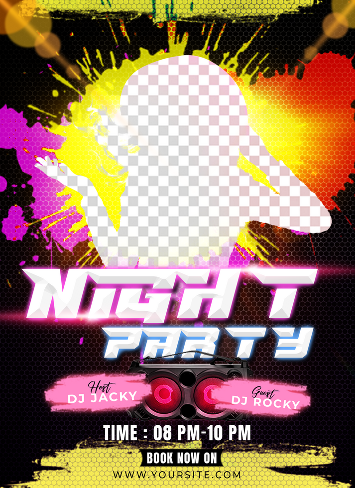 Night Club Dj party flyer template and Social Media Design psd