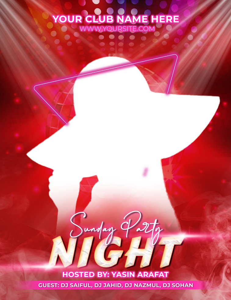 Night Club Dj party flyer template and Social Media Design psd