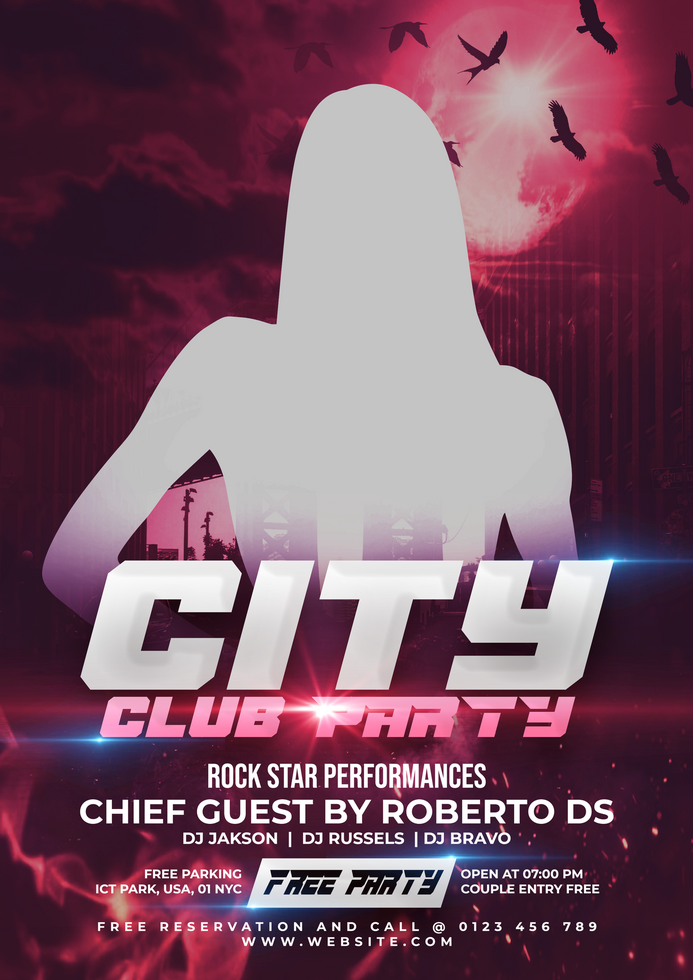 Night Club Dj party flyer template and Social Media Design psd