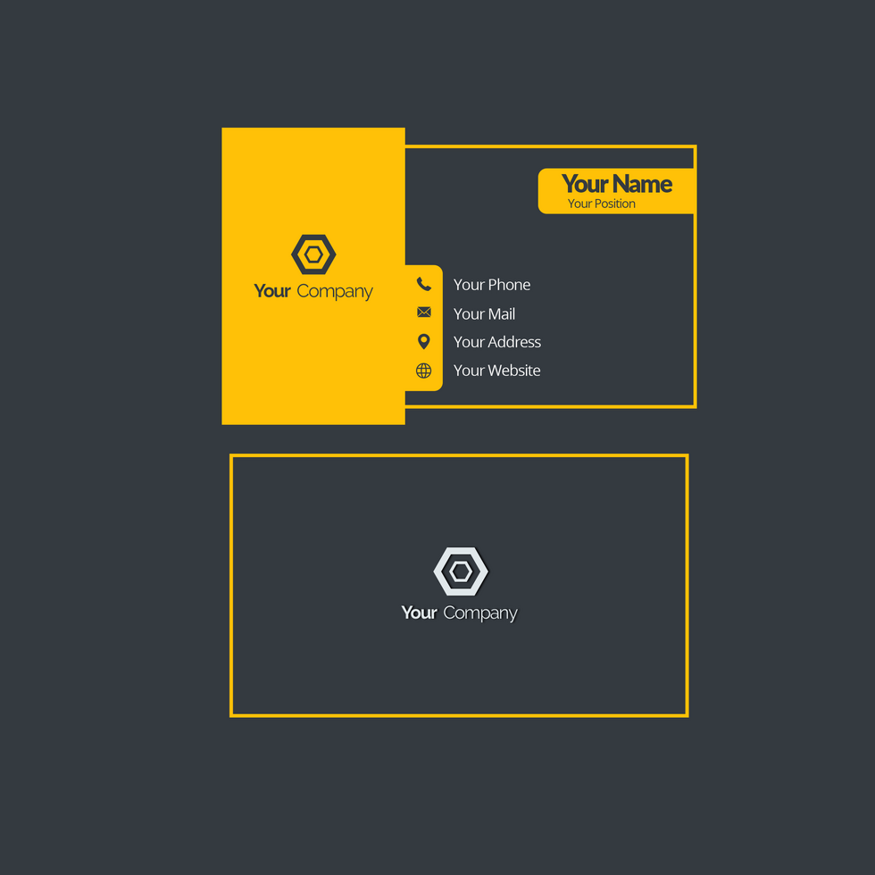 Modern themed professional business card in yellow color psd