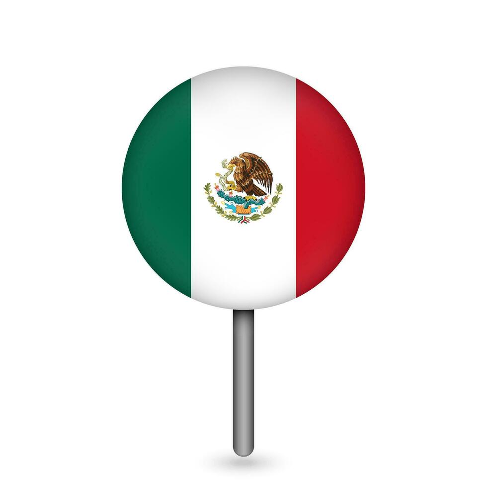 Map pointer with contry Mexico. Mexico flag. Vector illustration.