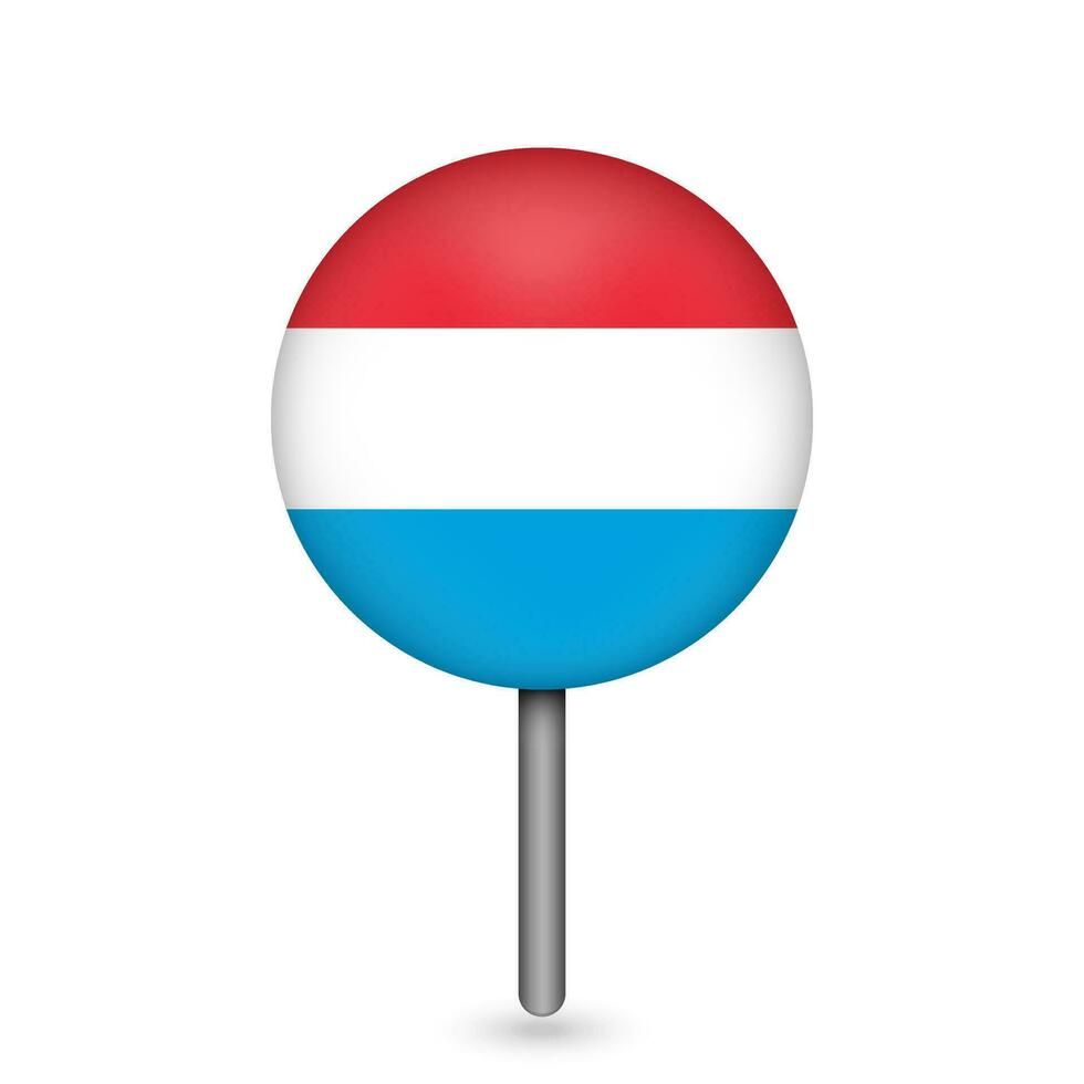 Map pointer with contry Luxembourg. Luxembourg flag. Vector illustration.