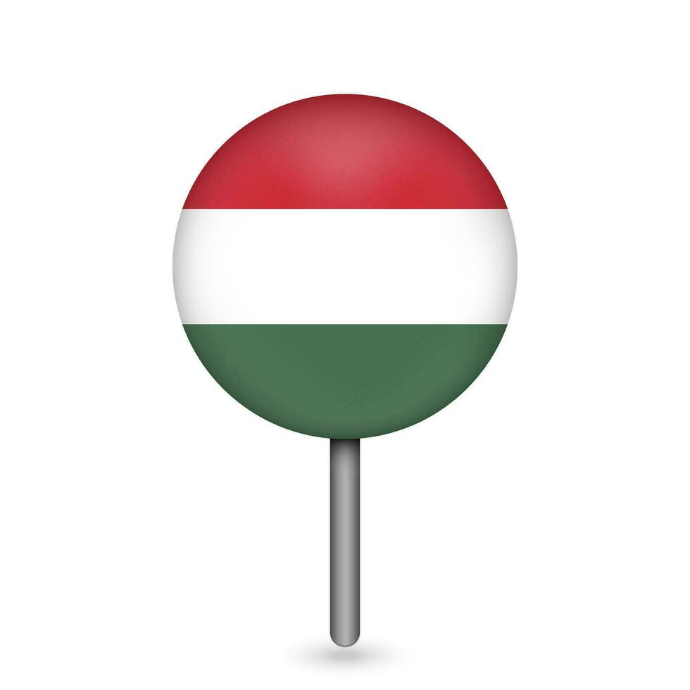 Map pointer with contry Hungary. Hungary flag. Vector illustration.