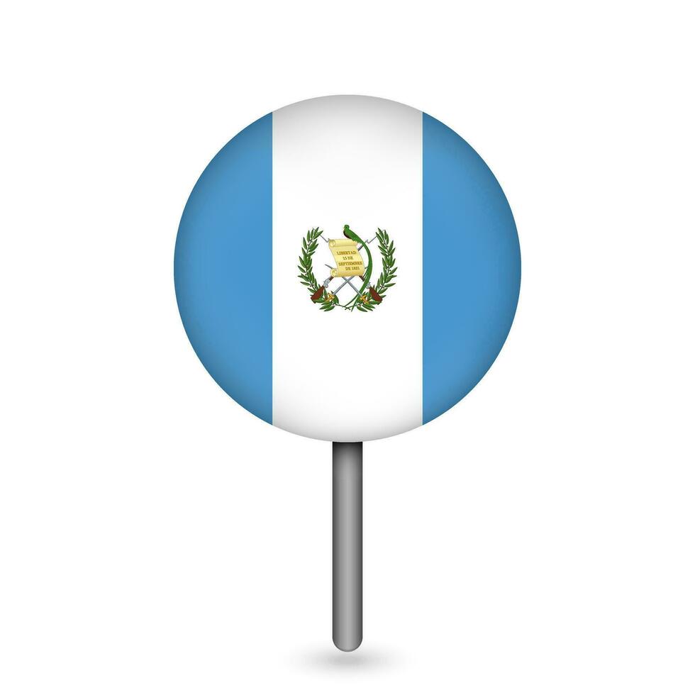 Map pointer with contry Guatemala. Guatemala flag. Vector illustration.