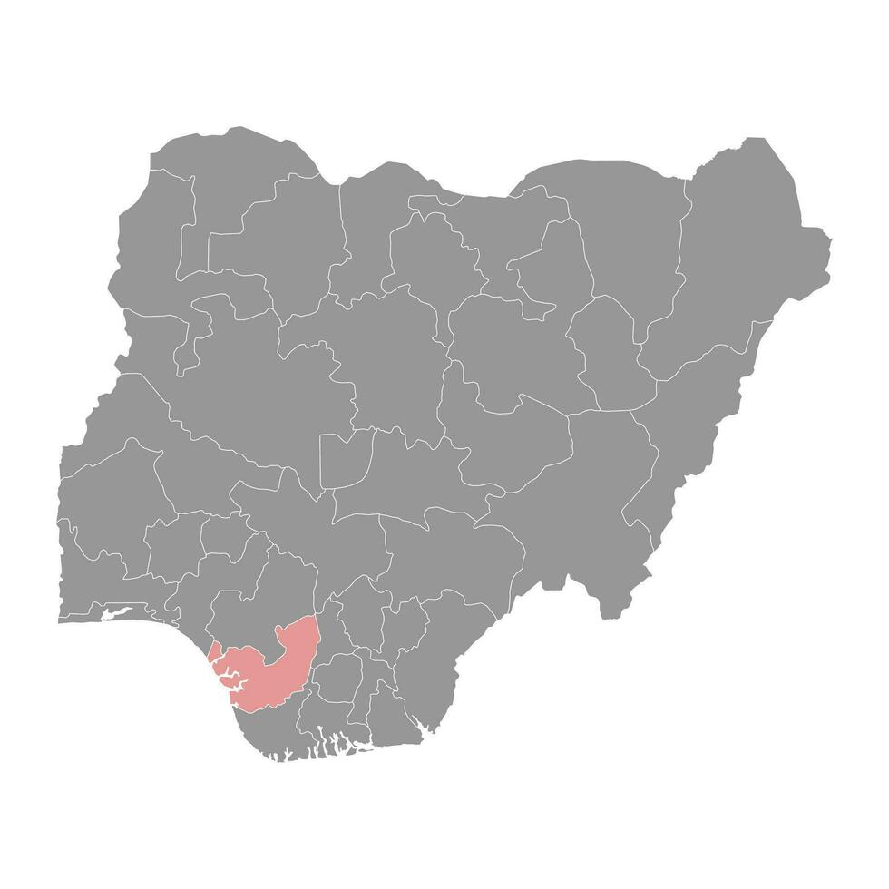 Delta state map, administrative division of the country of Nigeria. Vector illustration.