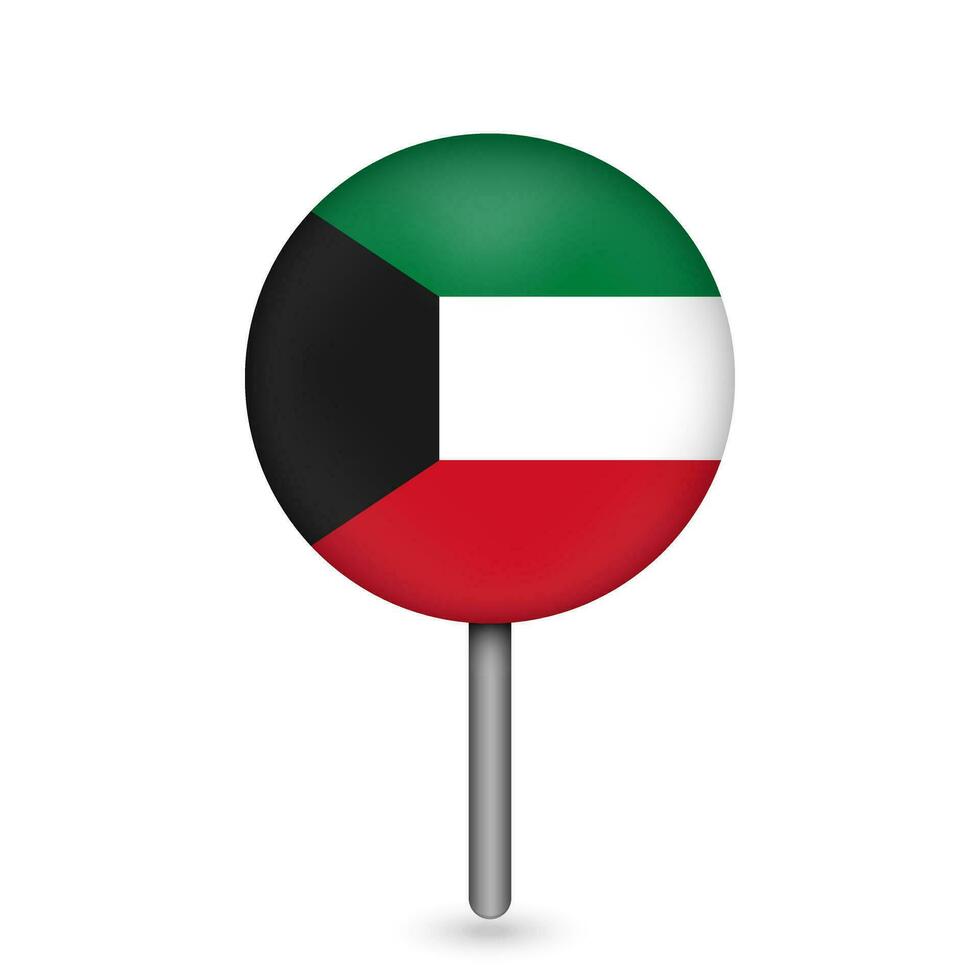 Map pointer with contry Kuwait. Kuwait flag. Vector illustration