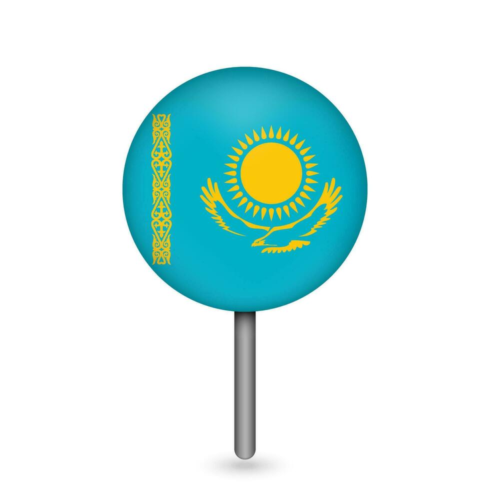 Map pointer with contry Kazakhstan. Kazakhstan flag. Vector illustration.