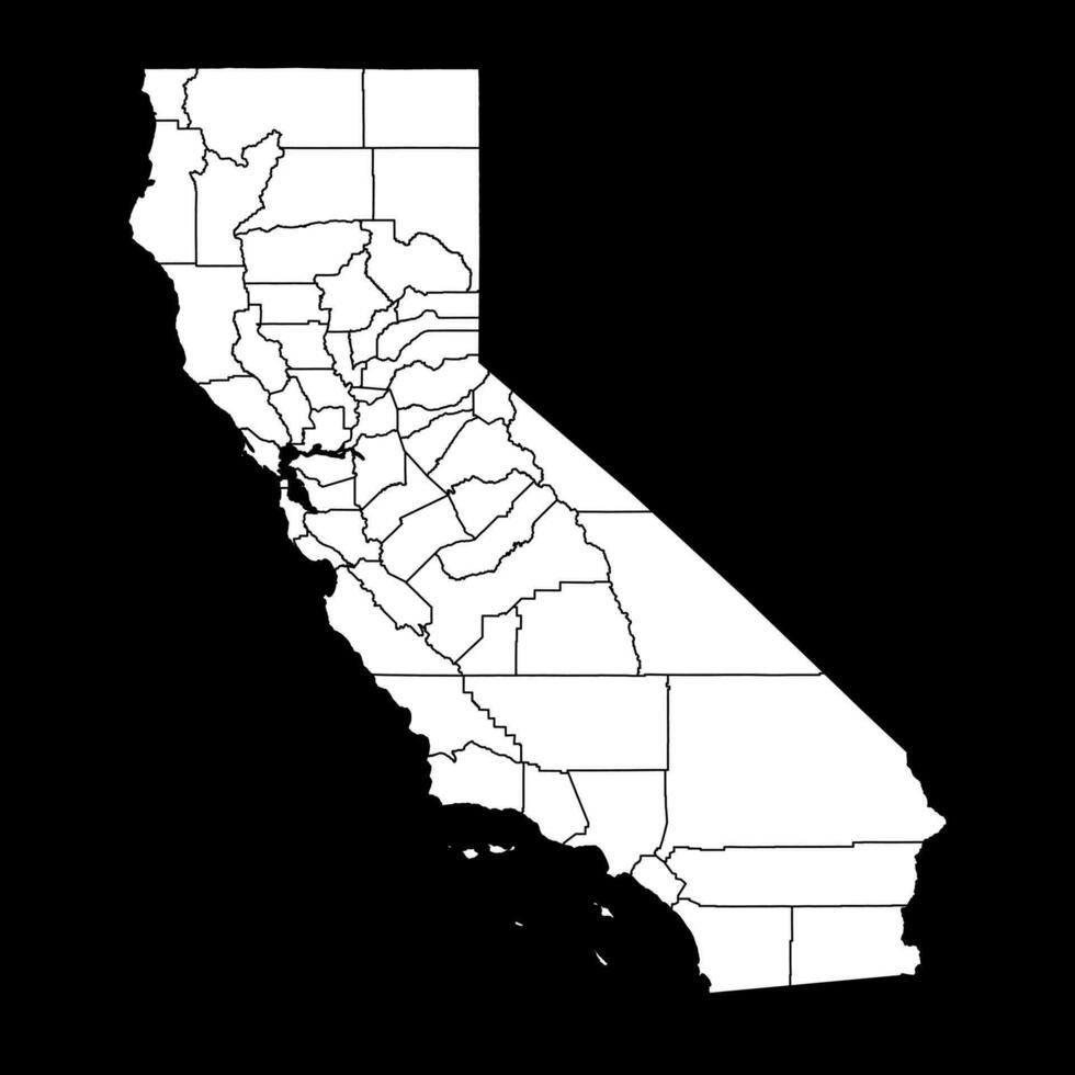 California state map with counties. Vector illustration.