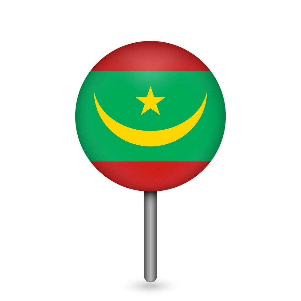 puntero del mapa con país mauritania. bandera de mauritania ilustración vectorial vector