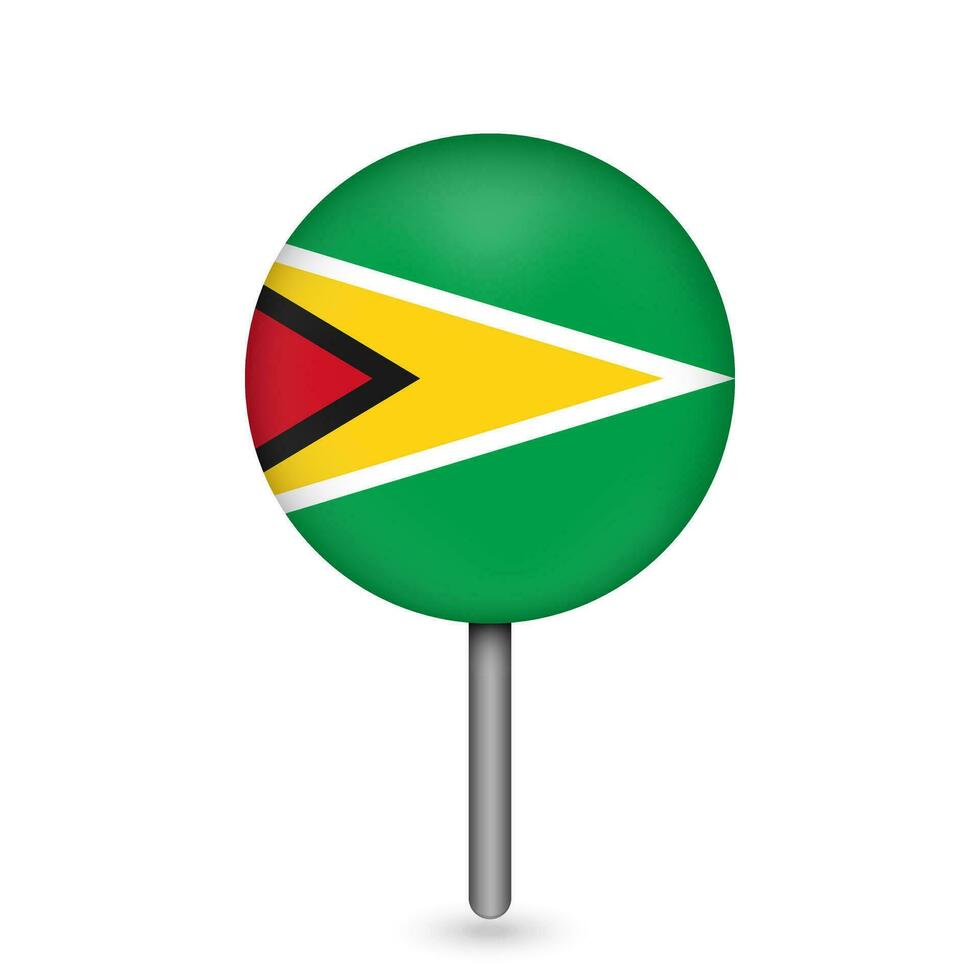 Map pointer with contry Guyana. Guyana flag. Vector illustration.