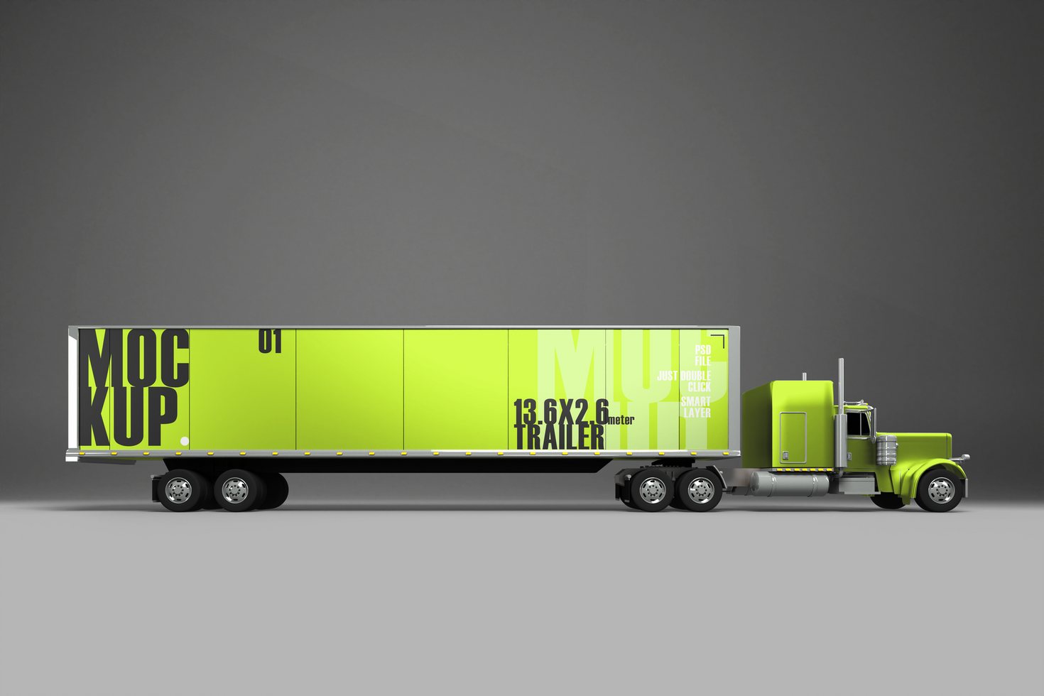Truck with trailer mock up psd