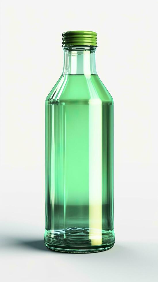 Jelly green, 3D rendering, solid color bottle. AI Generative photo