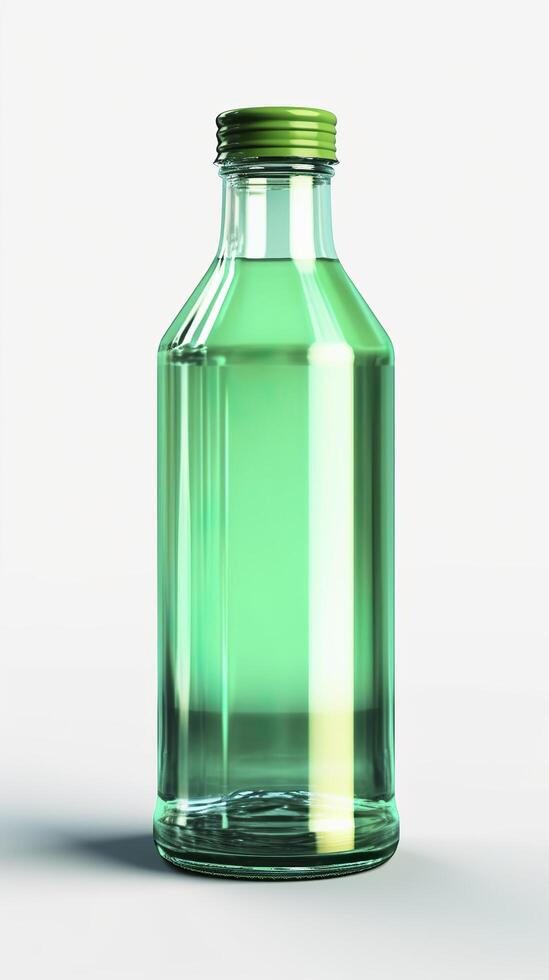 Jelly green, 3D rendering, solid color bottle. photo