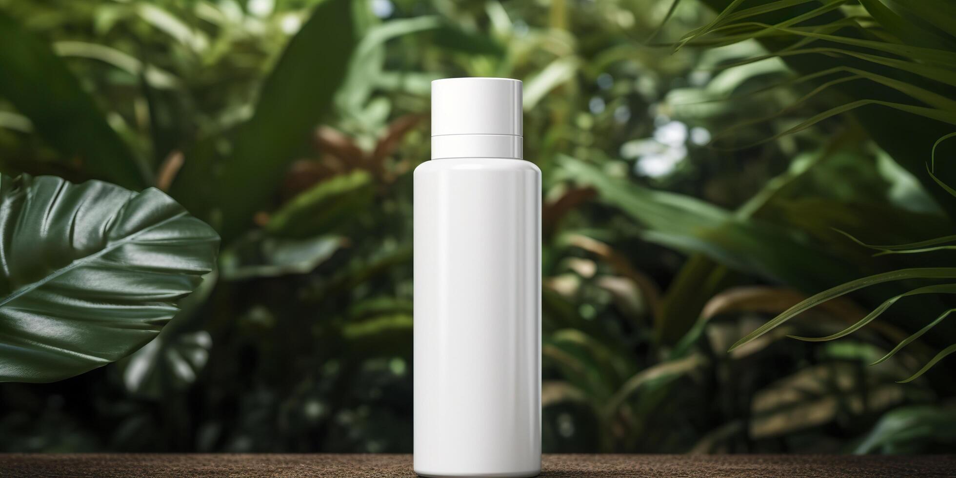 White Blank Cosmetics Mockup with natural theme background. photo