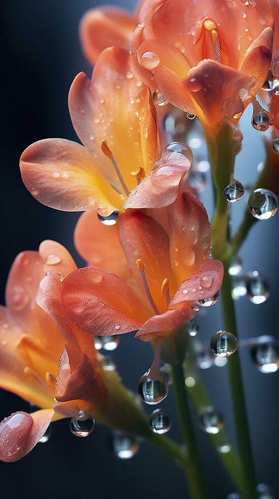 Freesia Flowers in the Morning Light. AI Generative photo