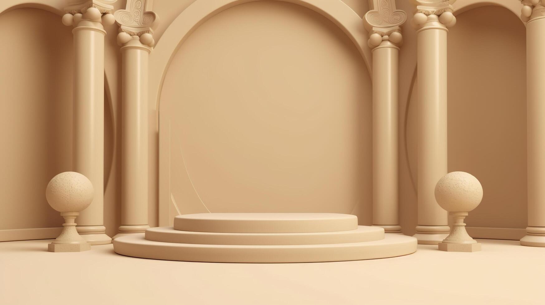 Podium with a parametric background. Stage showcase on pedestal display, 3d rendering. photo