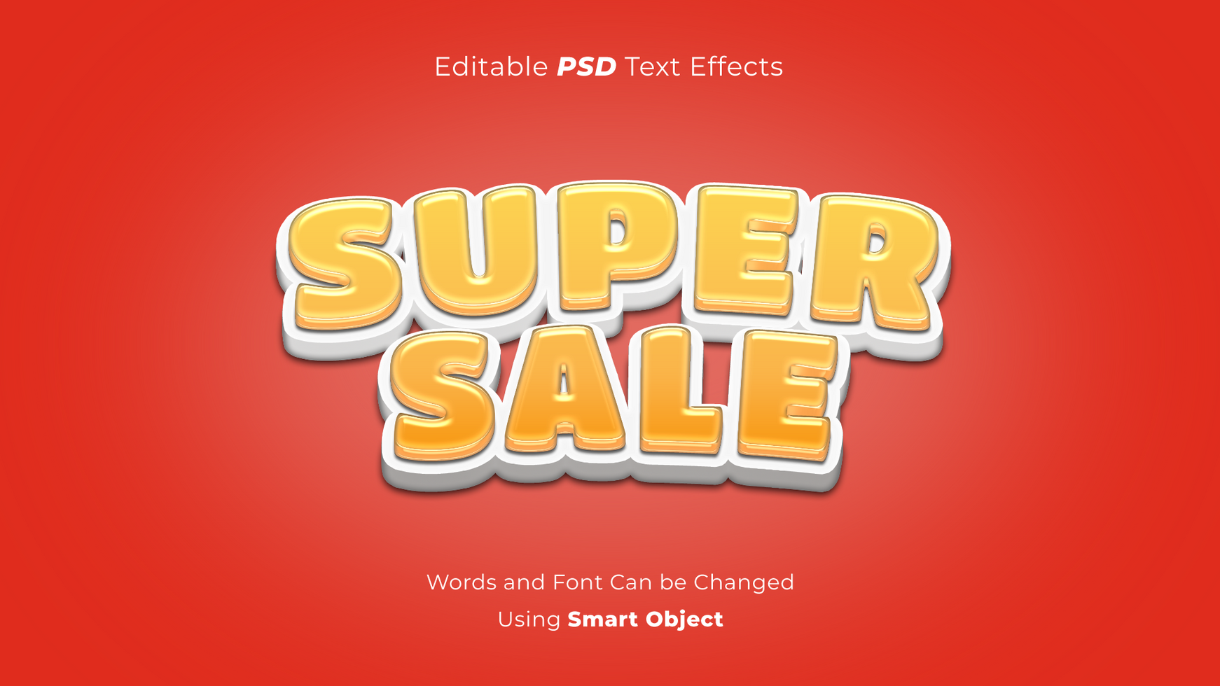 3d and Candy Style Editable Super Sale PSD Text Effect