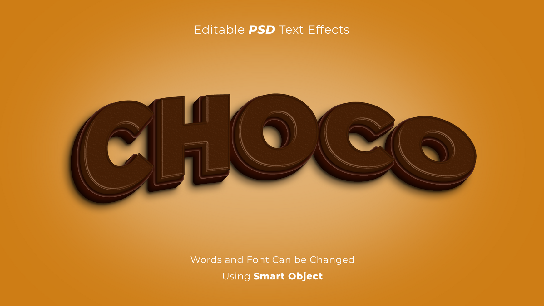 bewerkbare chocola 3d psd tekst effect