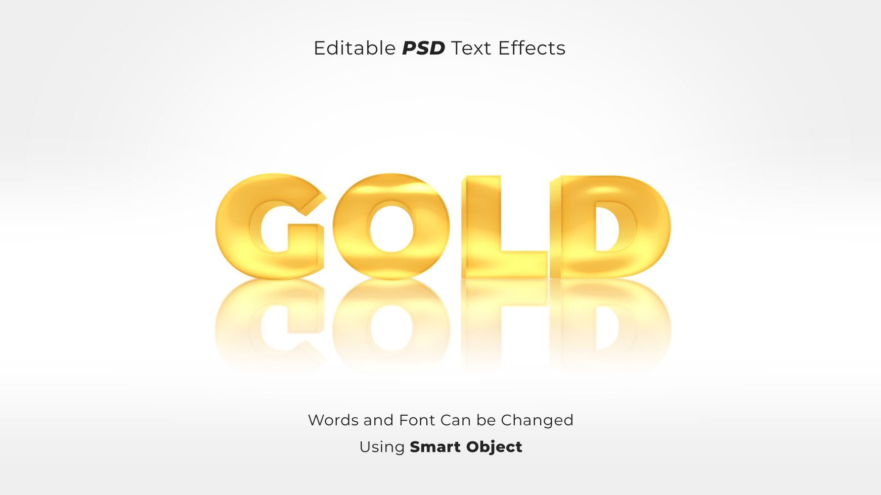 bewerkbare 3d goud tekst Effecten met reflectie psd