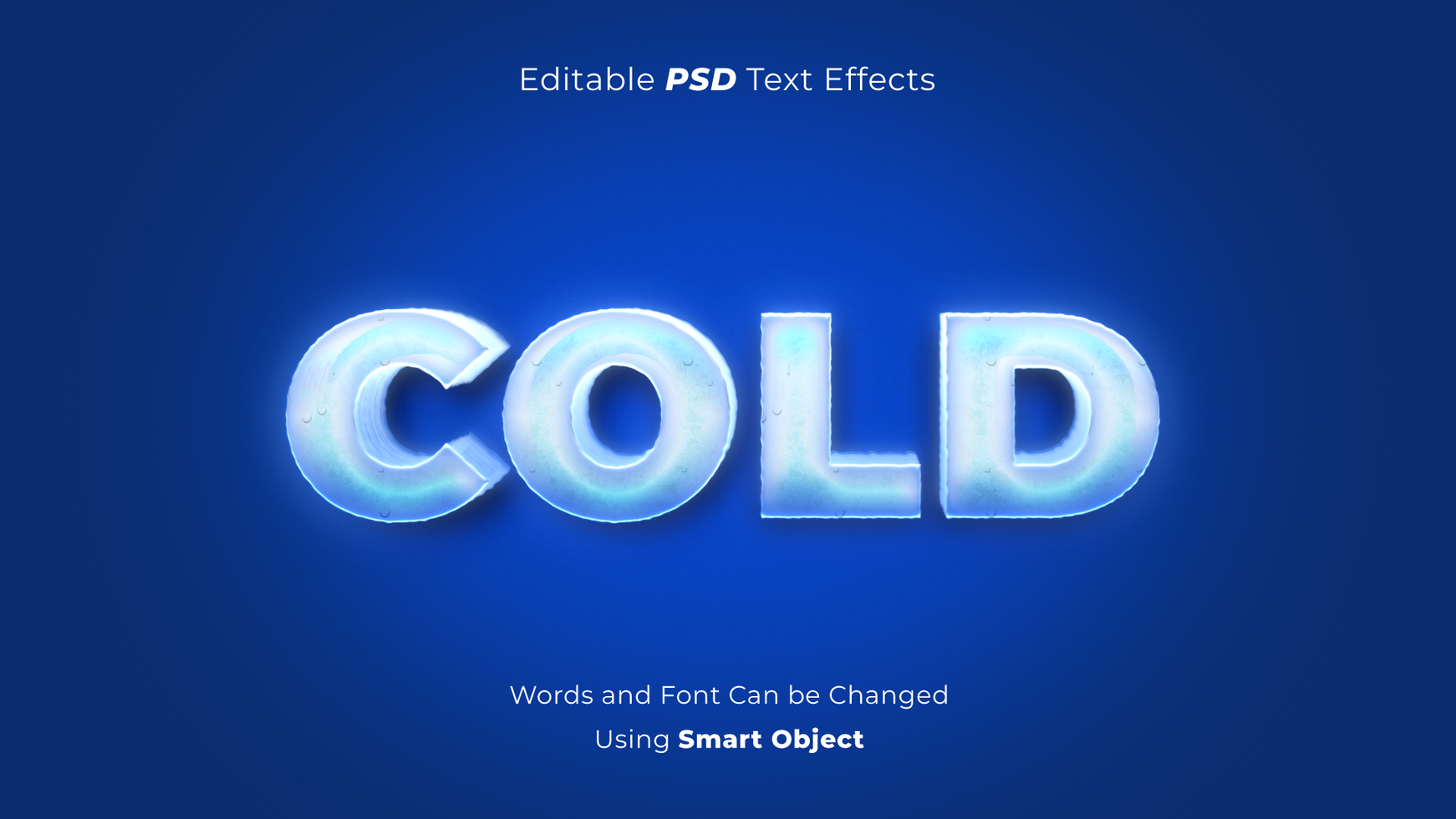 Editable frozen or ice psd text effect