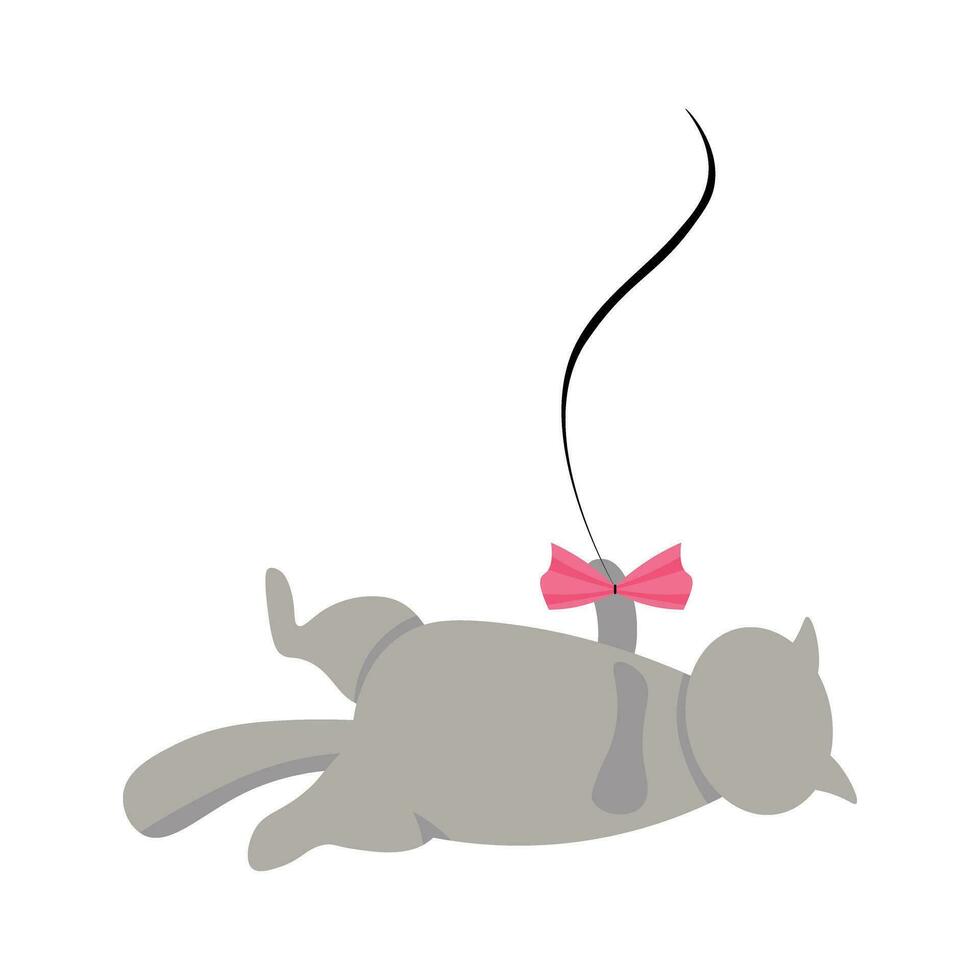 The cat is playing with a bow vector