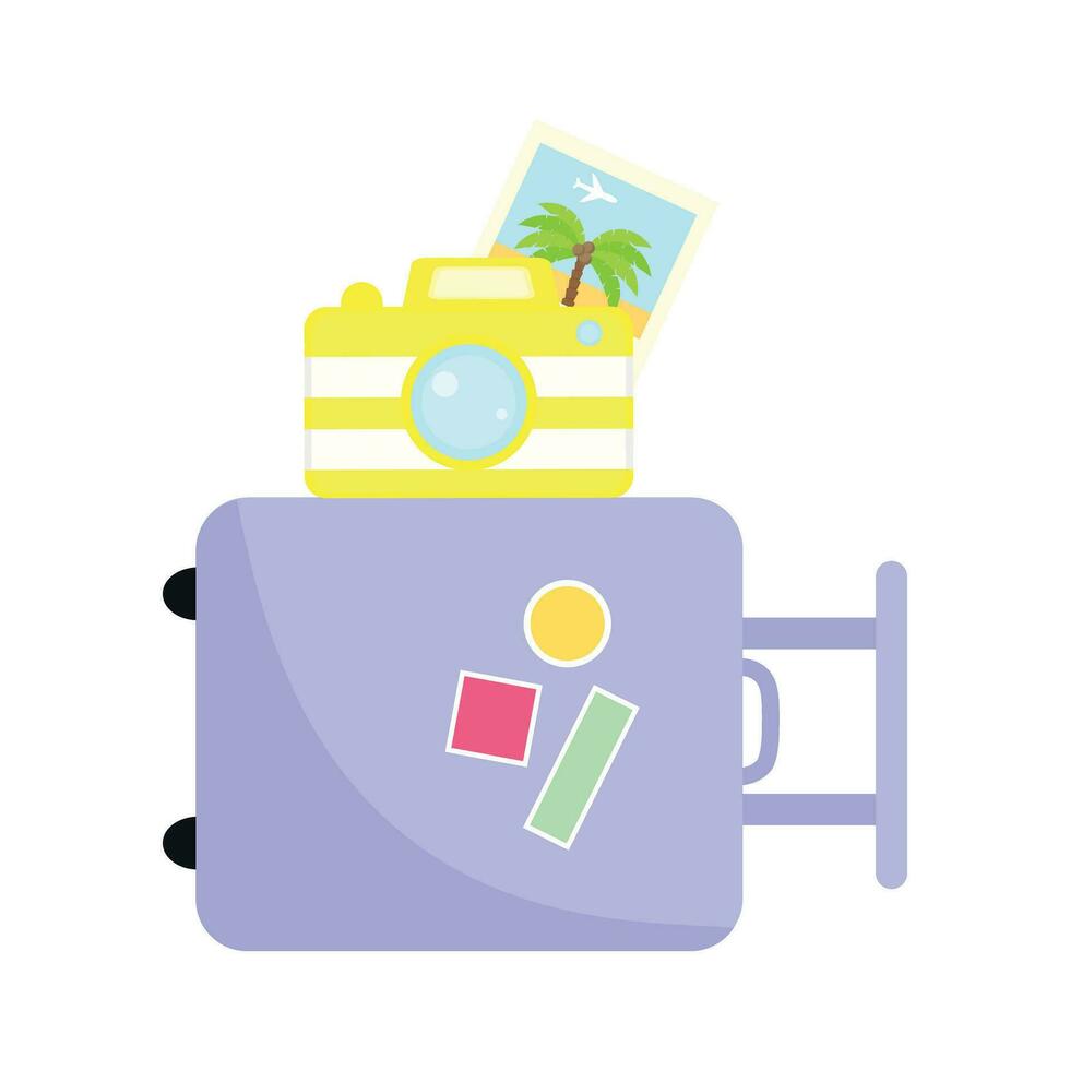 Suitcase with a camera vector