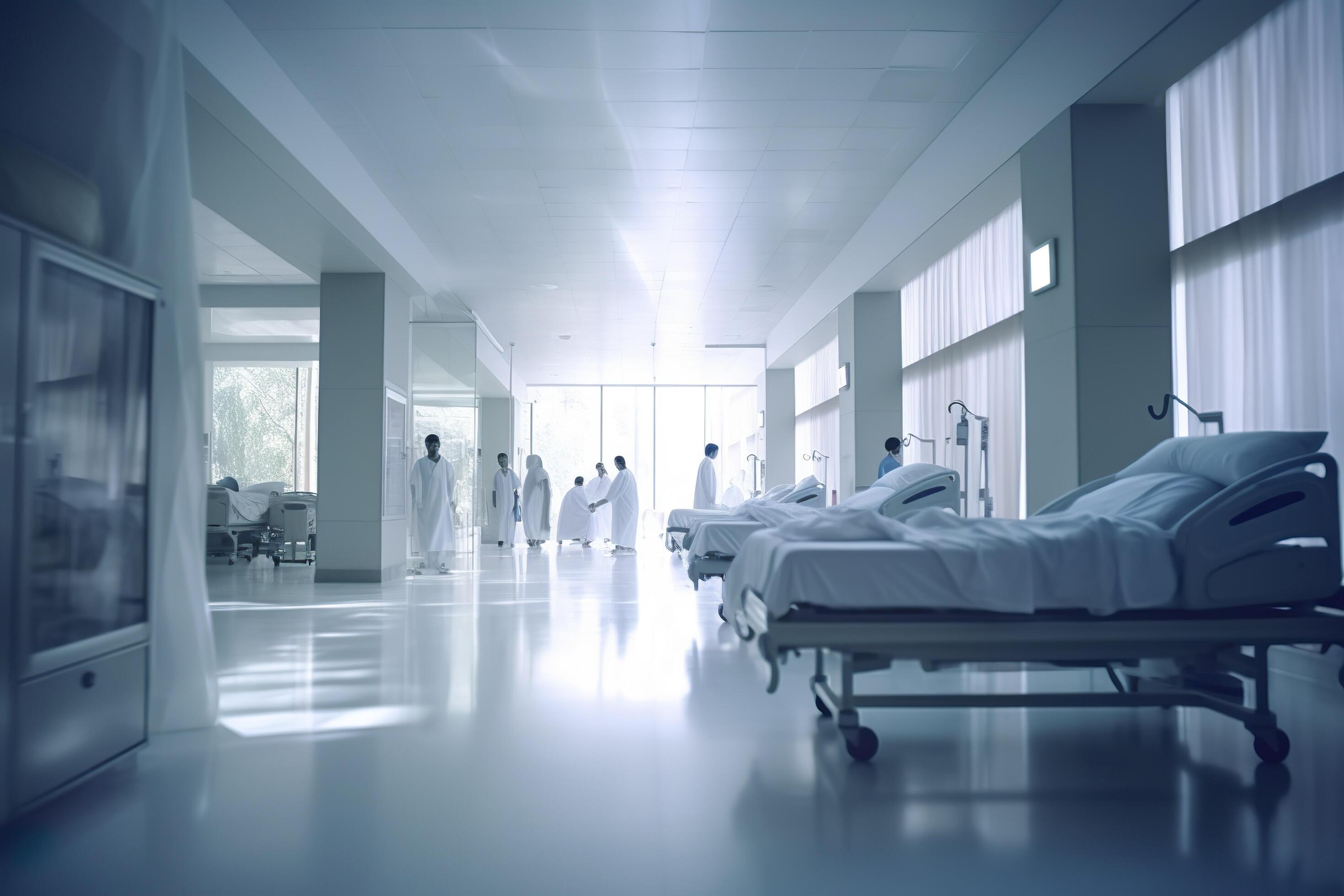 Blurred Hospital Emergency Room, Abstract Medical Background. AI