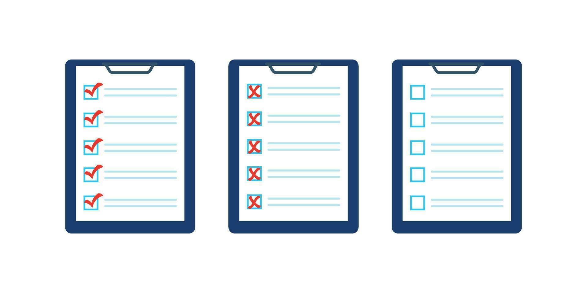 Checklist with red checkmarks and crosses vector