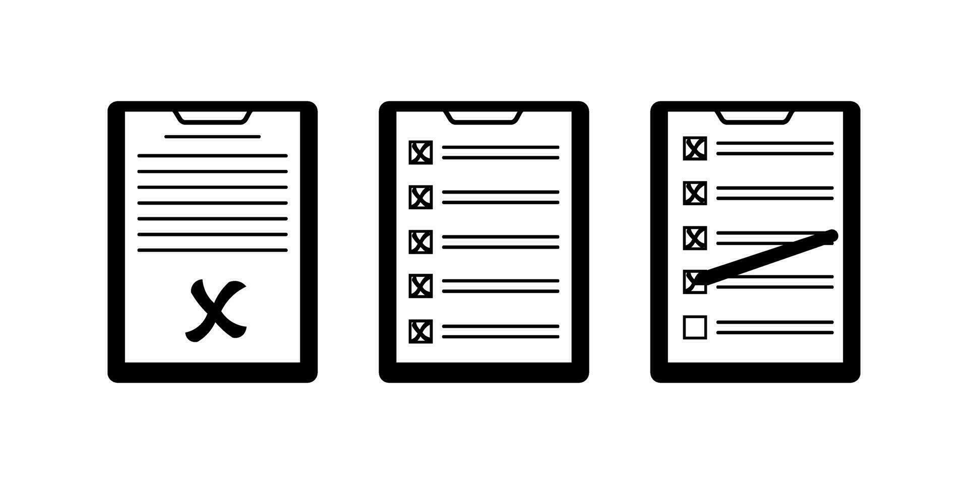 conjunto de íconos de documentos marcado con cruces vector