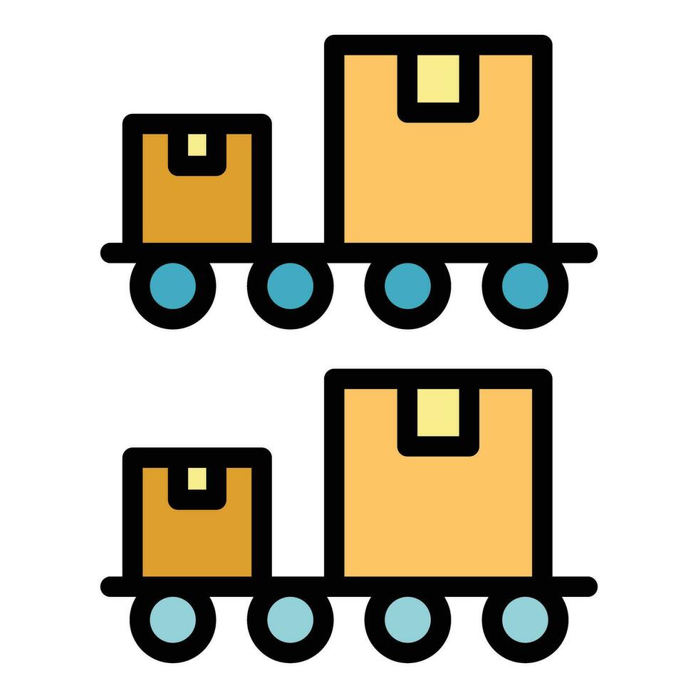 fábrica transportador icono vector plano