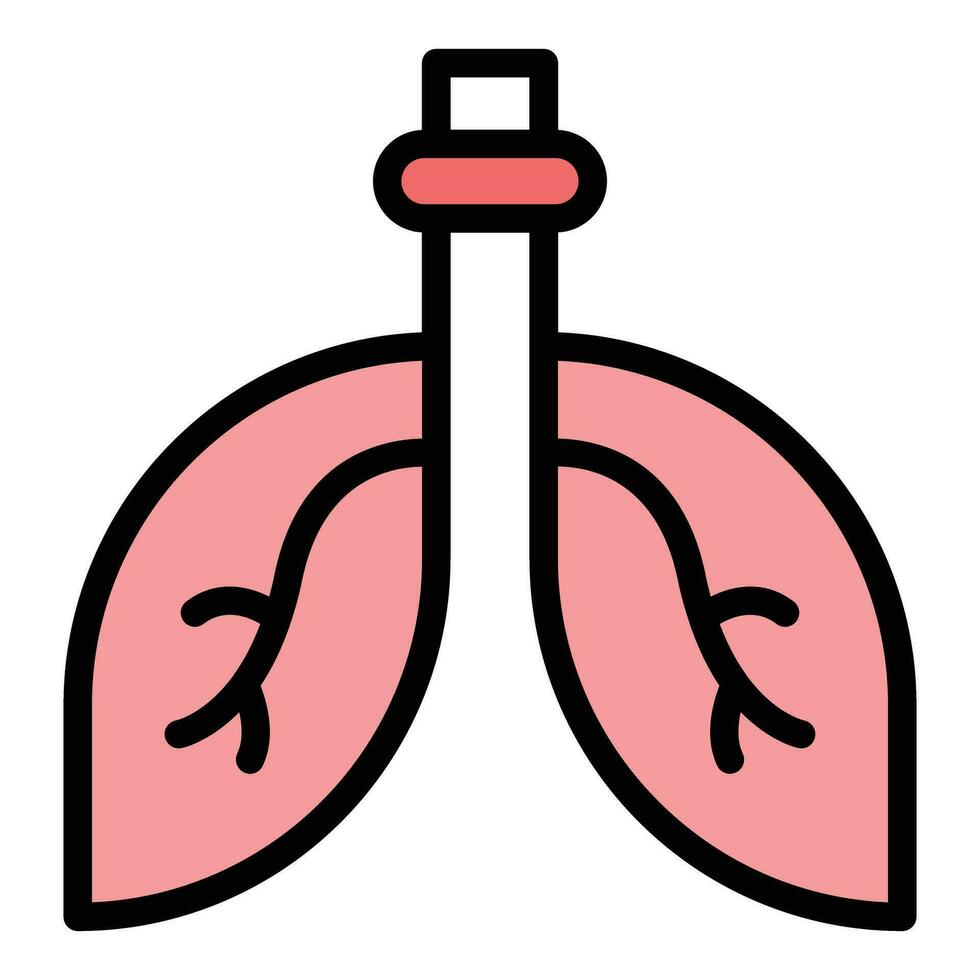Vaccine lungs icon vector flat